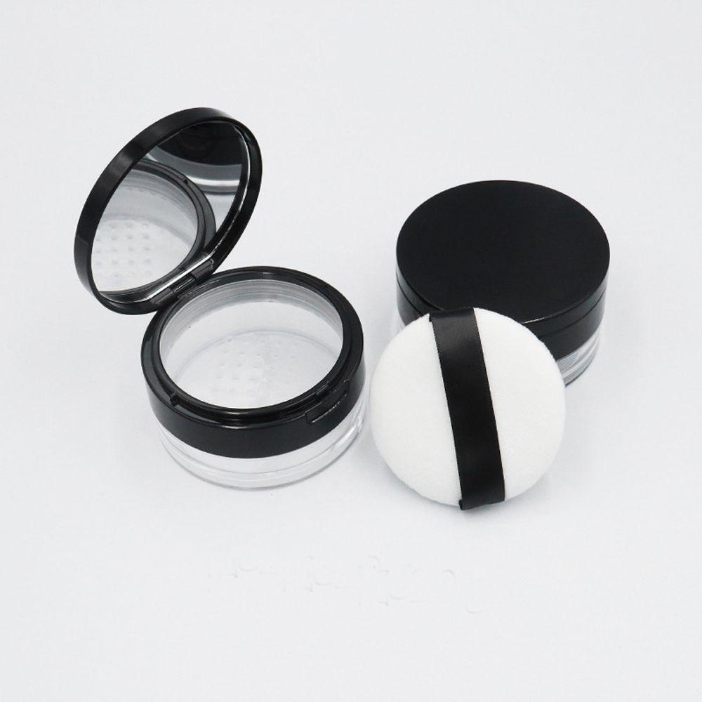 【 ELEGANT 】 Loose Powder Pot Excellent Compact Clear Powdery Cake Box Sifter Round Packing Container Mirror With Puff Travel Makeup Jar