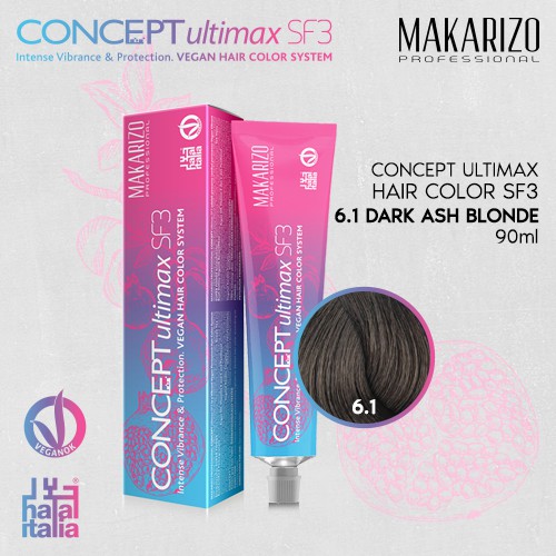 Makarizo Professional Concept Ultimax Hair Color SF3 6.1 Dark Ash Blonde 90mL