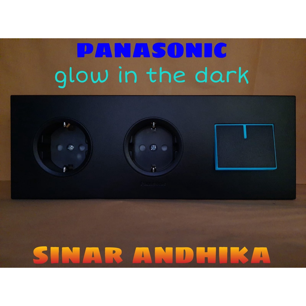 STOP KONTAK DOUBLE + SAKLAR ENGKEL LEBAR HITAM PANASONIC WESJP 11223B+WESJ 5941B