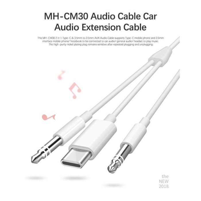 USB Type C Dual Aux Audio Cable Adapter