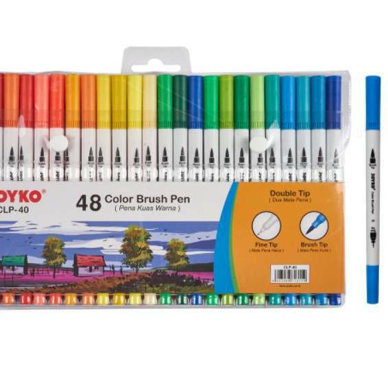 

Terbaru SET 12 24 36 48 WARNA JOYKO DOUBLE TIP COLOR METALLIC BRUSHPEN BRUSH PEN SPIDOL KUAS KALIGRA