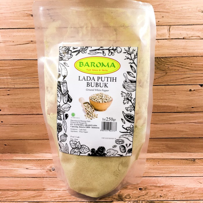 

Lada Putih Halus / White Pepper Powder 250gr - Baroma Bumbu Rempah