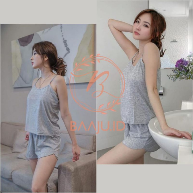 Baaju.id VIRAL Set Baju Tidur Wanita Sexy Camisole + Celana Piyama Sexy Wanita Korea Style Nightwear KR1011-7