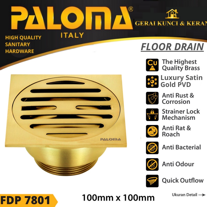 PALOMA FDP 7801 Floor Drain Strainer Saringan Got Anti Bau SATIN GOLD EMAS