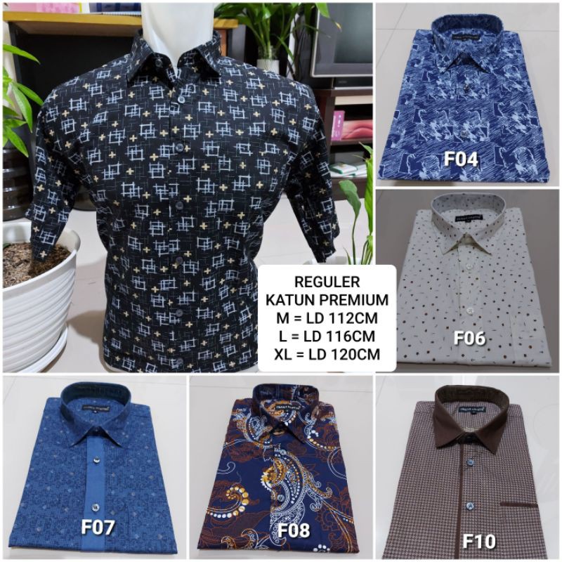  Kemeja  Pria  lengan pendek size M L XL katun printing 