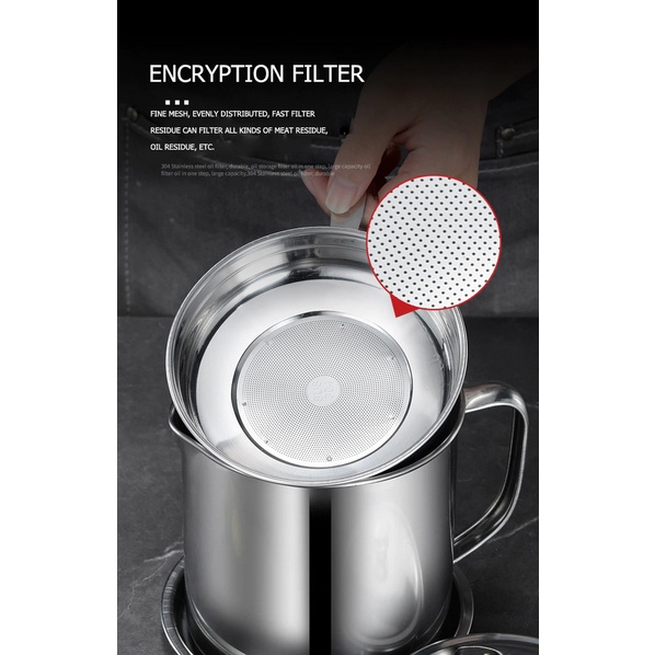 Oil Pot saringan Minyak Tempat Minyak Goreng Stainless Steel Ukuran 1.3 Liter