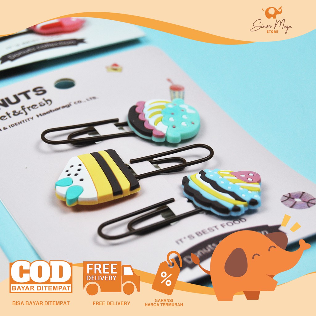 

Fancy Bookmark Paper Clip "Donuts Sweet & Fresh" 18979 / Klip Kertas Motif Donat Lucu Unik Murah