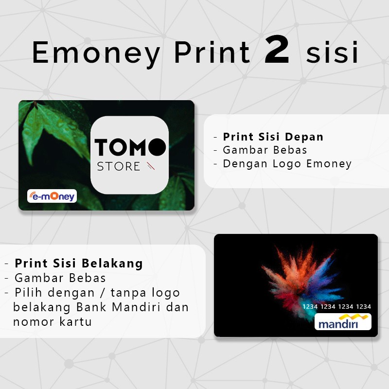Custom Uang Elektronik Kartu Flazz BCA Gen 2 / Emoney E-money Etoll E-toll Mandiri / BRI Brizzi / BNI Tapcash - Print 2 Sisi Foto/ Gambar Bebas