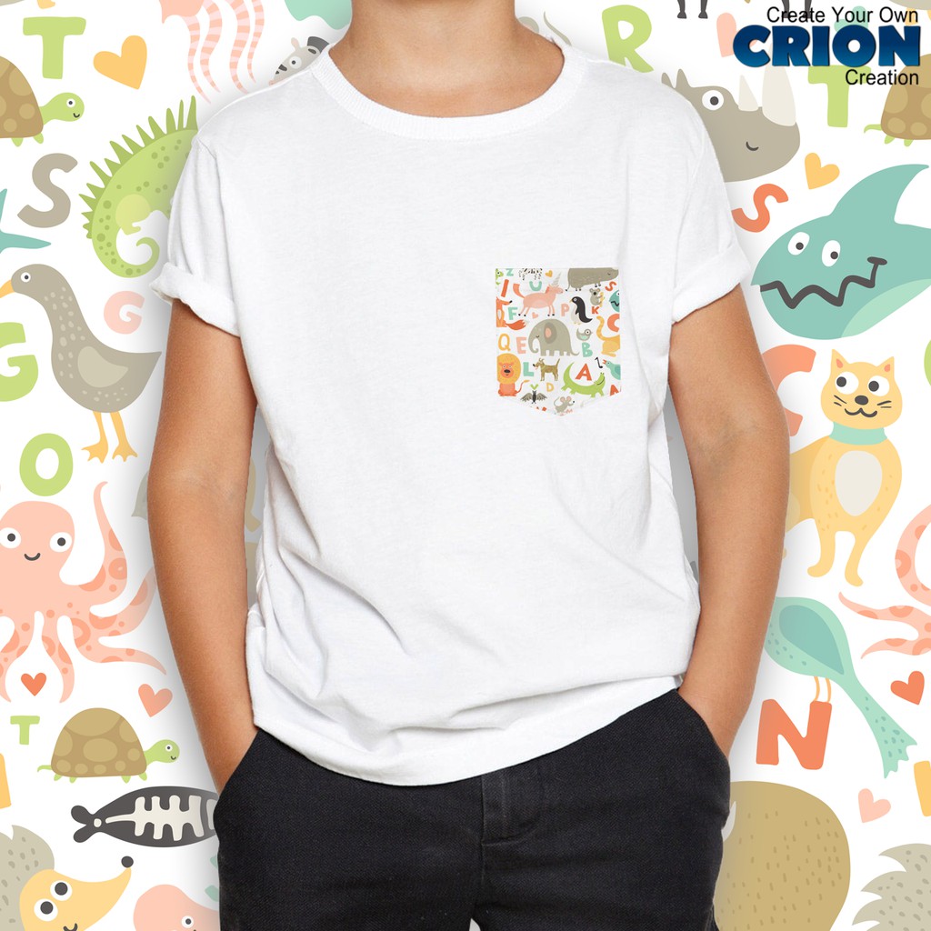 Crion Casual Tees Kids Doodle art whit Pocket - Kaos dengan Kantong