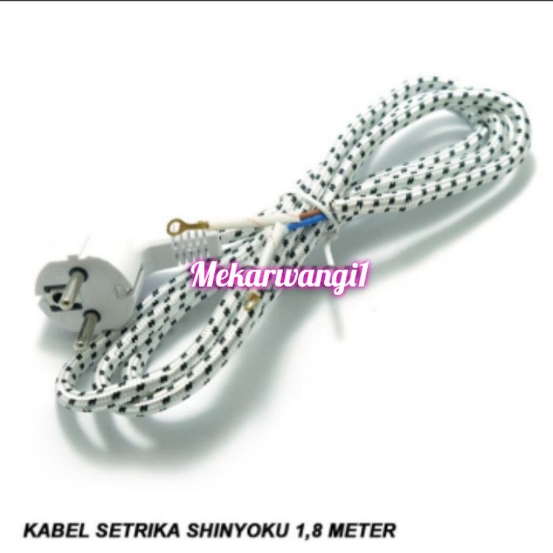 Kabel Setrika Shinyoku 1,8 Meter Spec : 16 Ampere, 250 Volt AC