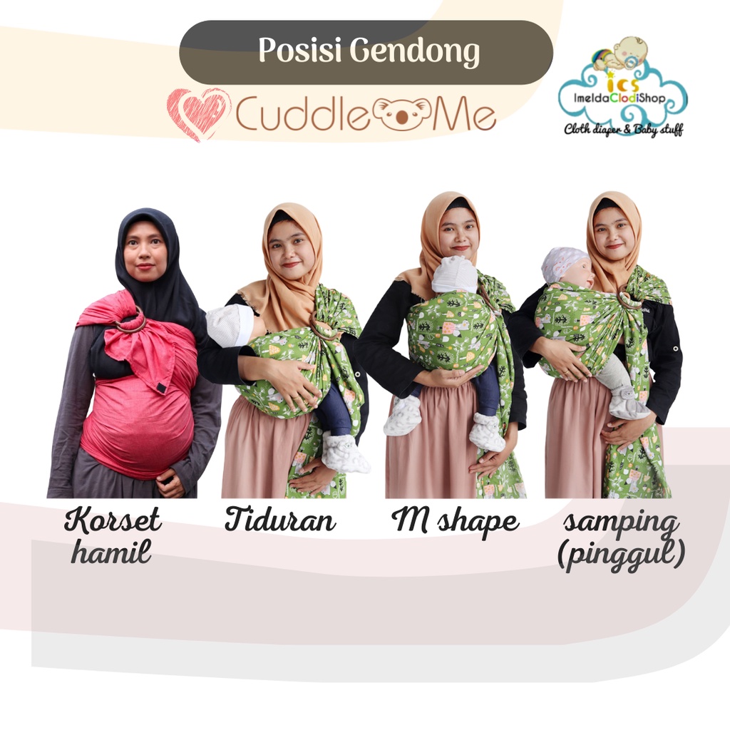 [Ready] Ring sling bamboo cuddle me gendongan anak Ringsling bayi polos motif