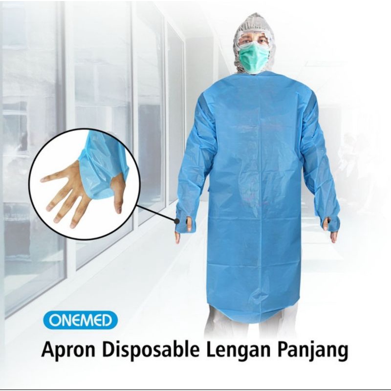 Apron lengan panjang plastik onemed