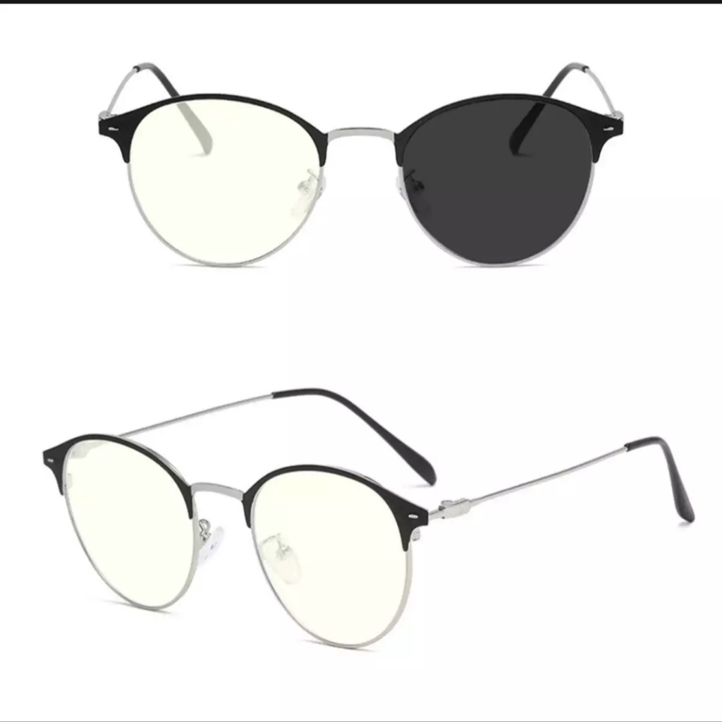 Kacamata Fashion Lensa Photocromic Kacamata Korea Fashion Free Box dan Lap glasses Unisex Pria Wanita