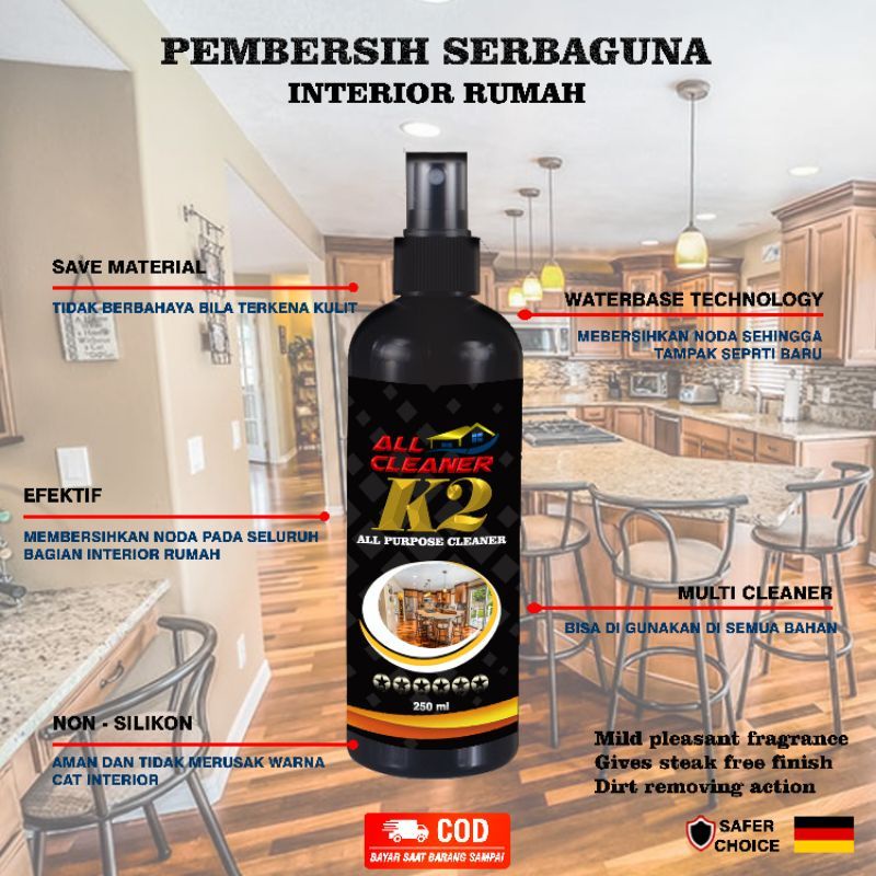 PEMBERSIH  INTERIOR DAN PERABOTAN RUMAH/MOBIL - ANTI JAMUR  250ml ORIGINAL K2