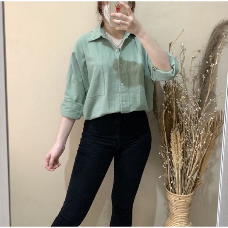 KEMEJA WANITA LINEN OVERSIZE | OUTFIT KULIAH, NONGKRONG