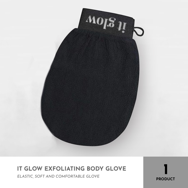 ITGLOW - Korean / Turkish Exfoliating Body Bath Glove - JET BLACK | Scrub / Sarung Mandi Exfoliation / Scrubber / Exfoliator Pembersih Daki