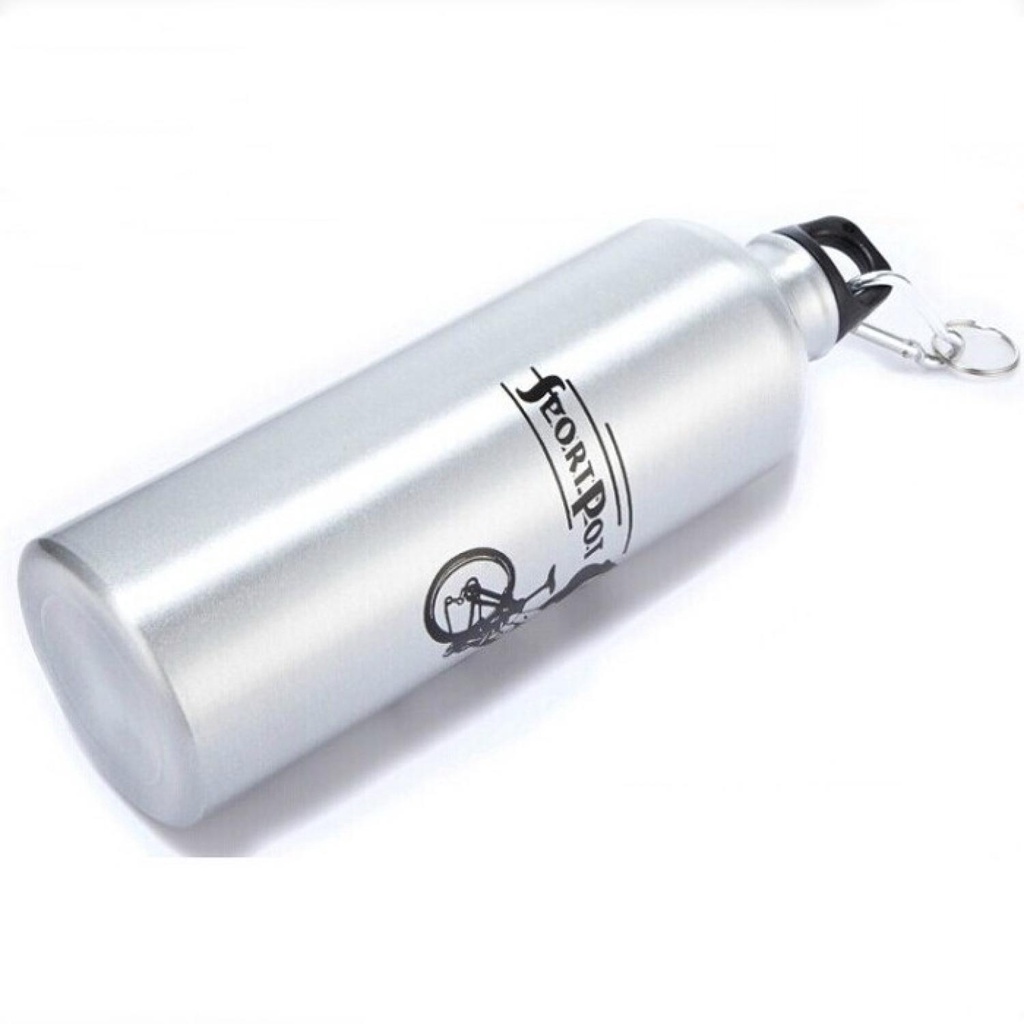 TaffSPORT Botol Minum Olahraga Aluminium 750ml Dengan Karabiner - H2GO