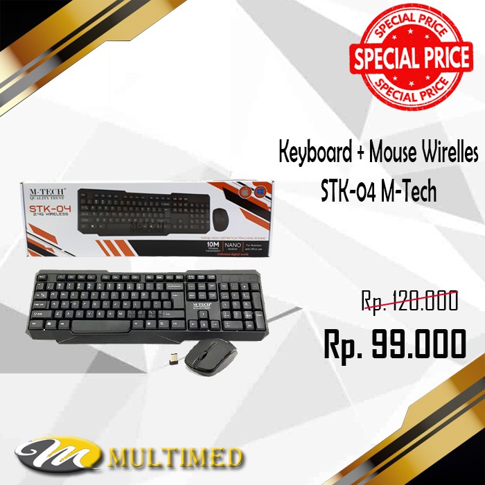 Promo Keyboard Mouse WIrelles M-Tech STK 04