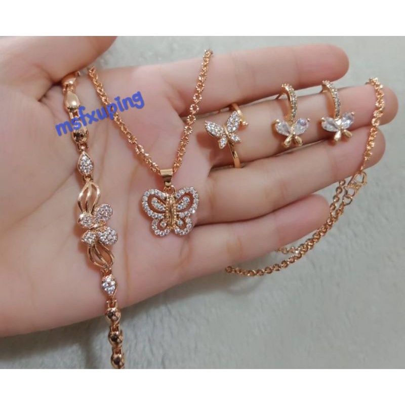 satu set kupu_kupu gold permata