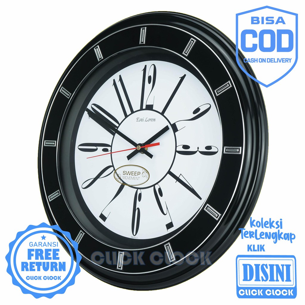 Jam Dinding Unik Polos ESTILOREN HS S2108 PV1 Wall Clock Hiasan Dinding