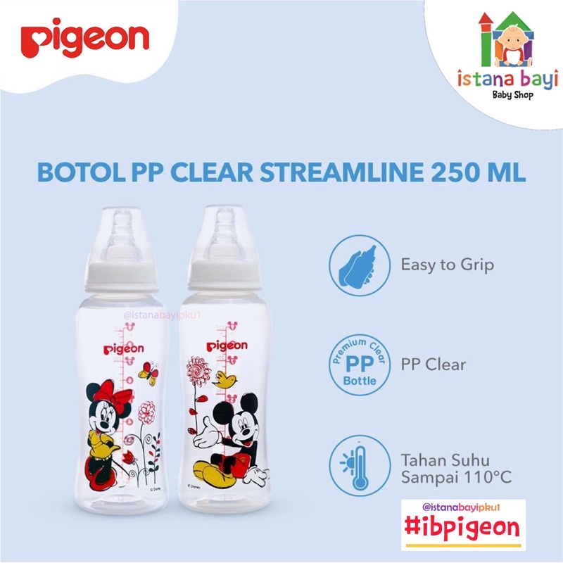 Pigeon Botol PP Clear Streamline Disney Mickey/MINNIE 150 &amp; 250 ml