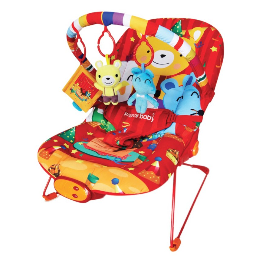 Sugar Baby Premium Healthy Bouncer Bayi 3 Recline Bear And Friend Merah