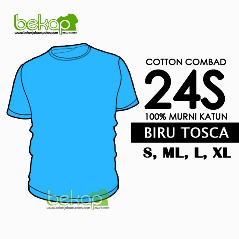 Original Kaos Polos Katun Combad 24s Warna Biru Tosca Tebal Kaos Polos Cowo Cewe Unisex