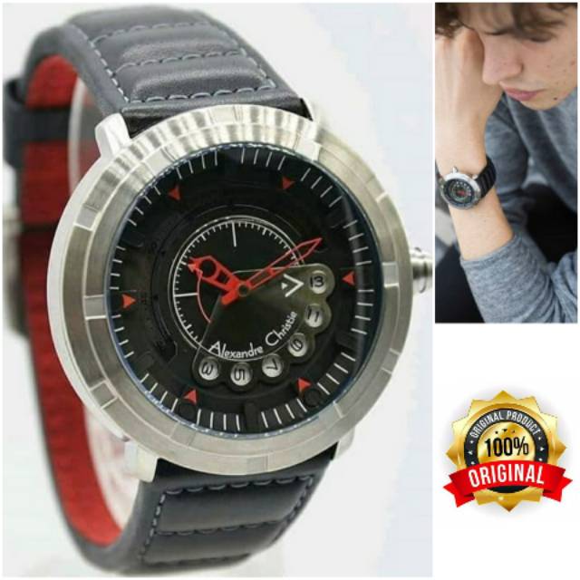 Alexandre Christie Matic Pria AC 3033 / AC3033 black silver ori