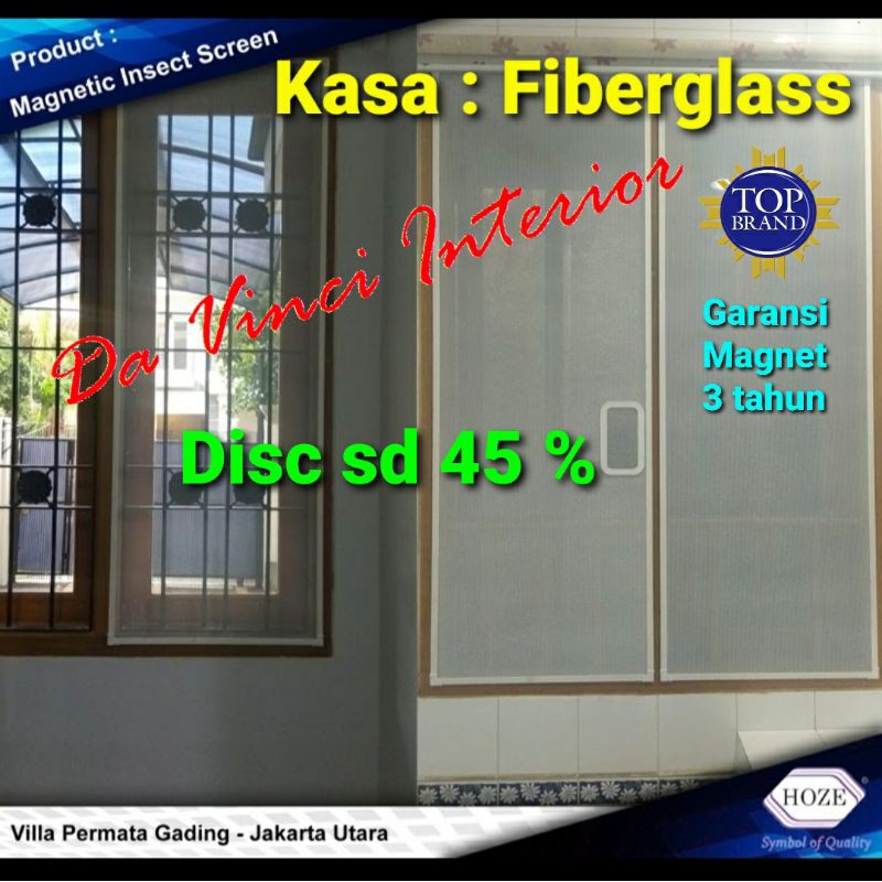 Jual Kasa Nyamuk / Kawat Nyamuk Fiberglass list Magnet ventilasi