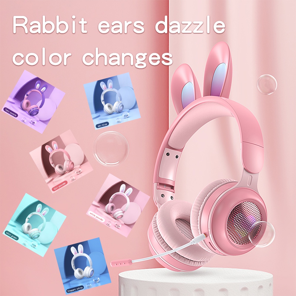 Gaming Bluetooth Headphone TWS Deep Bass Wireless Headphone with Built-in Mic Soft Earmuff RGB LED Lights FM Headset Music Stereo Headphones for PS5/ PS4/ PC