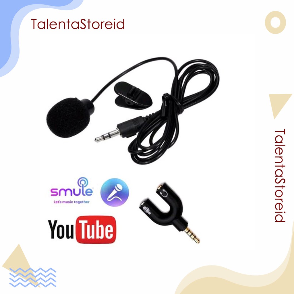 Paket Smule Alat Rekam Rekaman - Mic Clip on + Audio Splitter