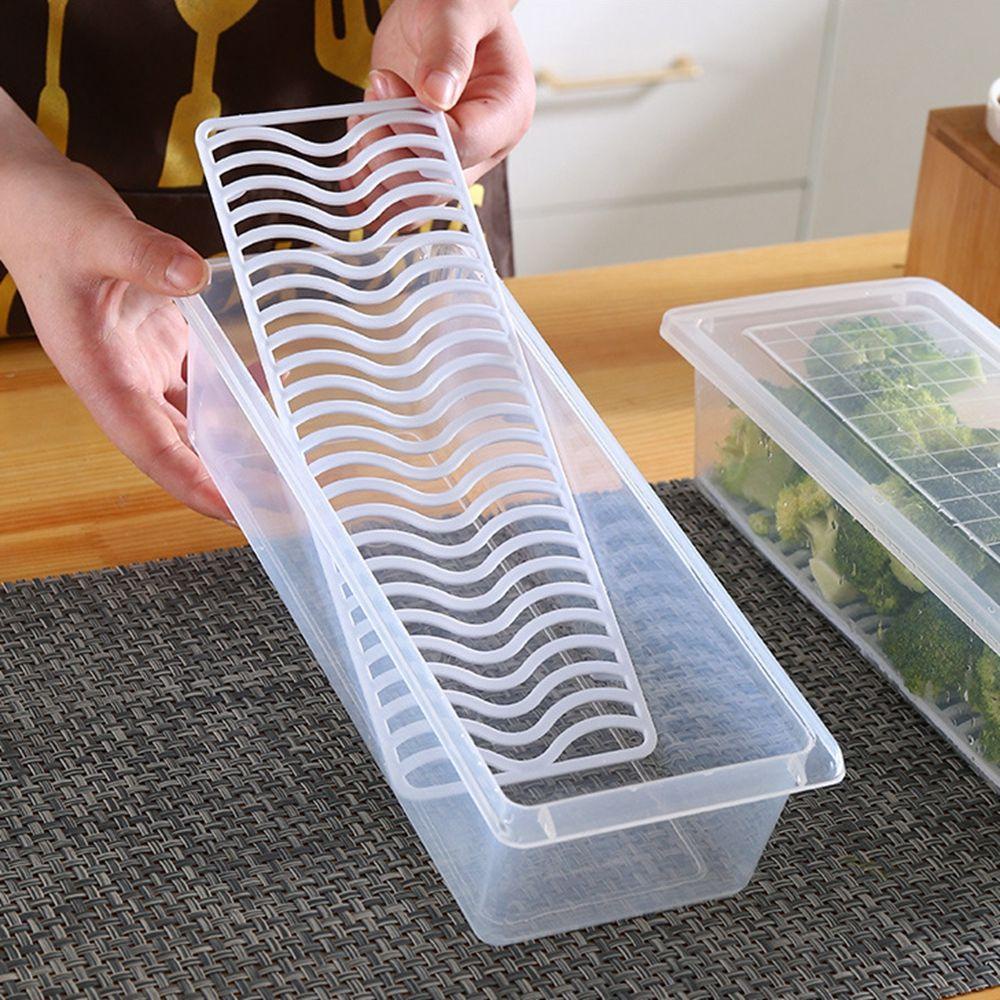 【 ELEGANT 】 Wadah Penyimpanan Sayur Tetap Segar Alat Dapur Transparan Anti Lembab Dengan Tutup Plastik Kulkas Organizer