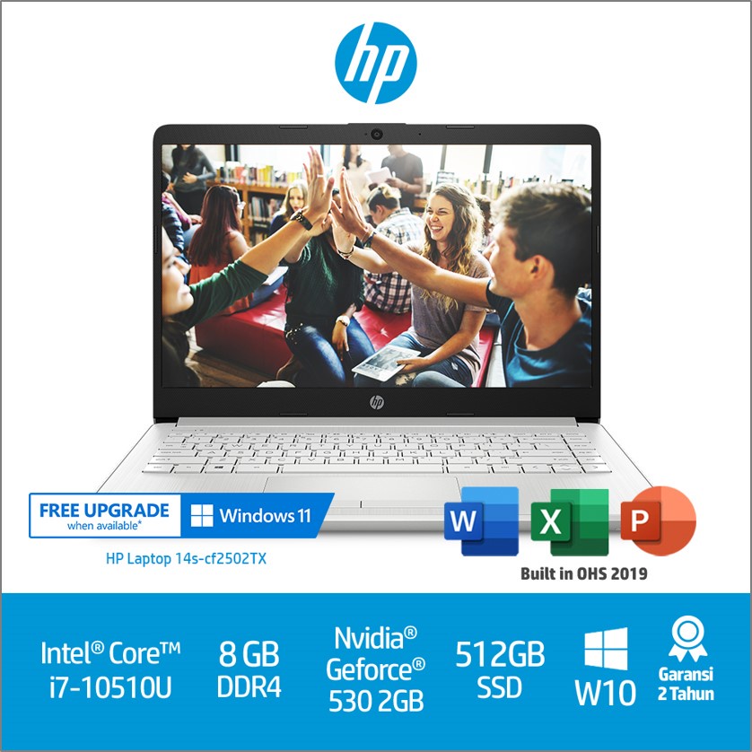 HP 14s-cf2502TX Laptop / Intel Core i7 / 8GB / Intel UHD Graphics 530 / 512 GB SSD / Silver
