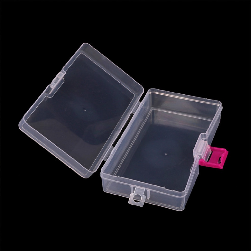 (lightoverflow2) Kotak Penyimpanan / Organizer Perhiasan / Craft Bahan Plastik Bening Dengan Gesper Pink