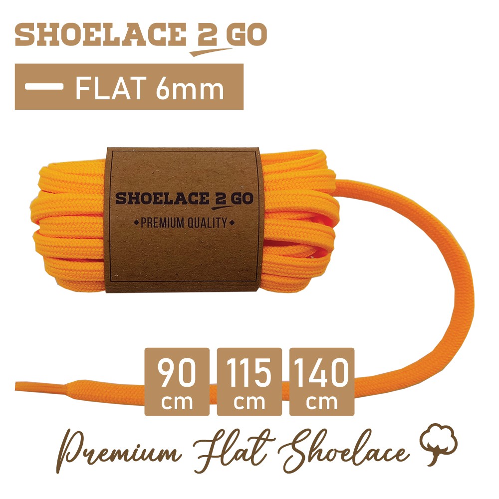 SHOELACE 2 GO PREMIUM TALI SEPATU GEPENG PIPIH FLAT - SF6 - I2 - LIGHT ORANGE - 6MM