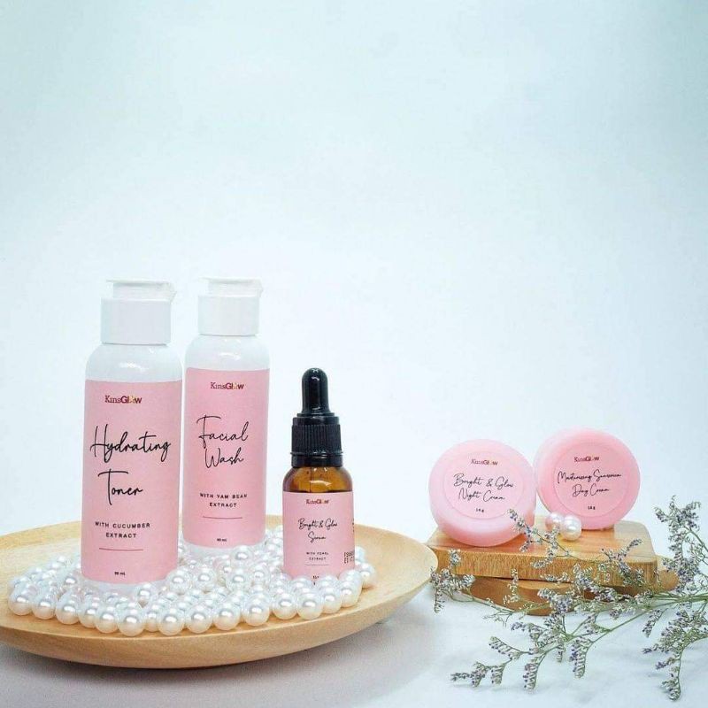 Kinsglow Glowing + Free Pouch Oryginal Skincare Paket Perawatan Putih dan Glowing bisa COD