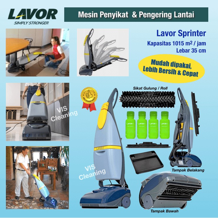 Mesin Penyikat &amp; Pengering Lantai - Lavor Sprinter (Floor Scrubber/Dryer)