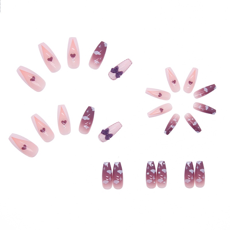 24pcs / Kotak Kuku Palsu Full Cover Untuk Dekorasi Nail Art Z128