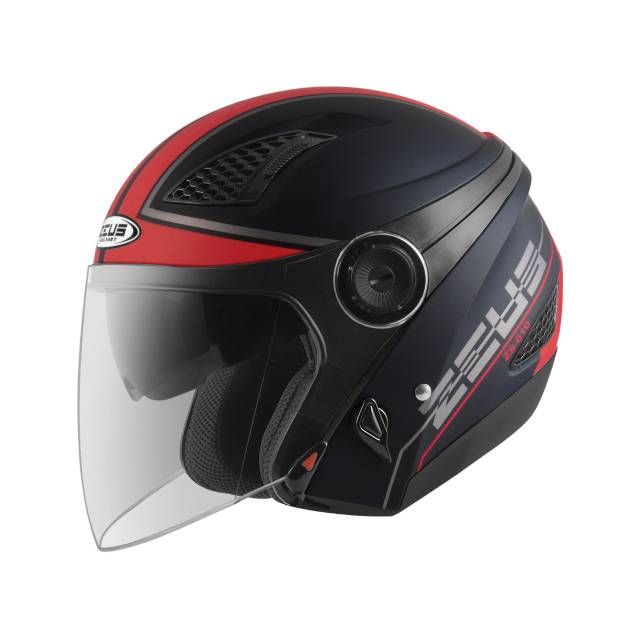 ZEUS 610 - MBLK / 0017 RED DOFF HALF FACE DOUBLE VISOR
