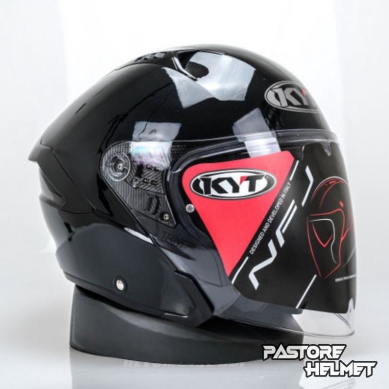 Helm KYT NFJ Black Glossy / NFJ Hitam Glossy / KYT Half Face / Produk Original KYT