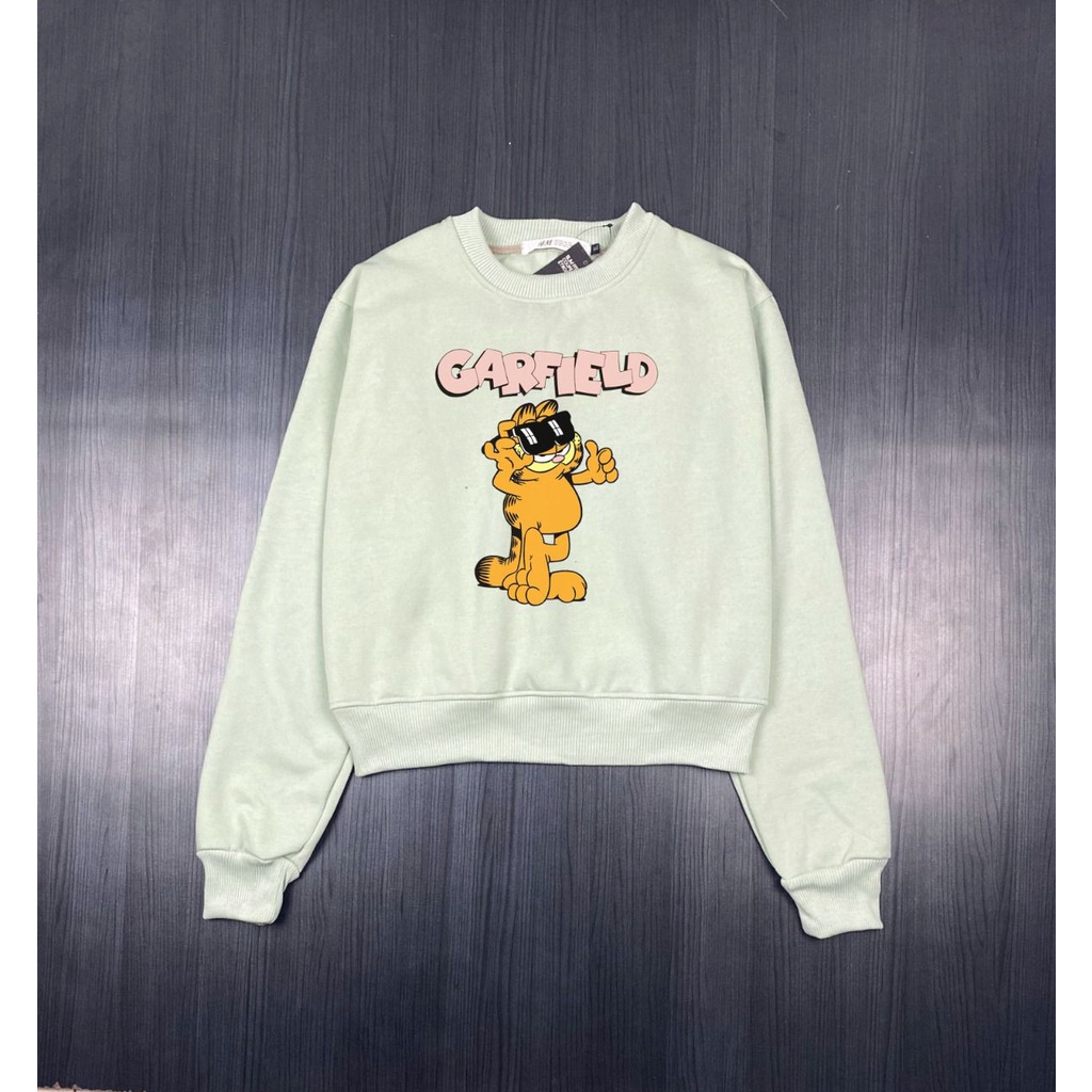 sweater crewneck crop pnb garfield free bag