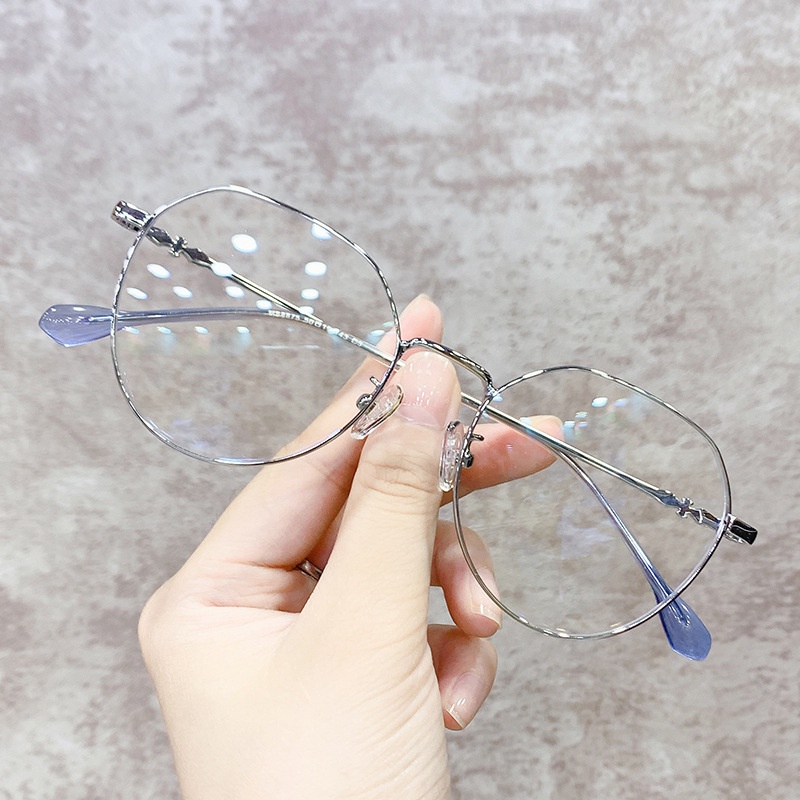 Kacamata Photochromic Anti Radiasi Bingkai Bulat Bahan Metal Untuk Wanita