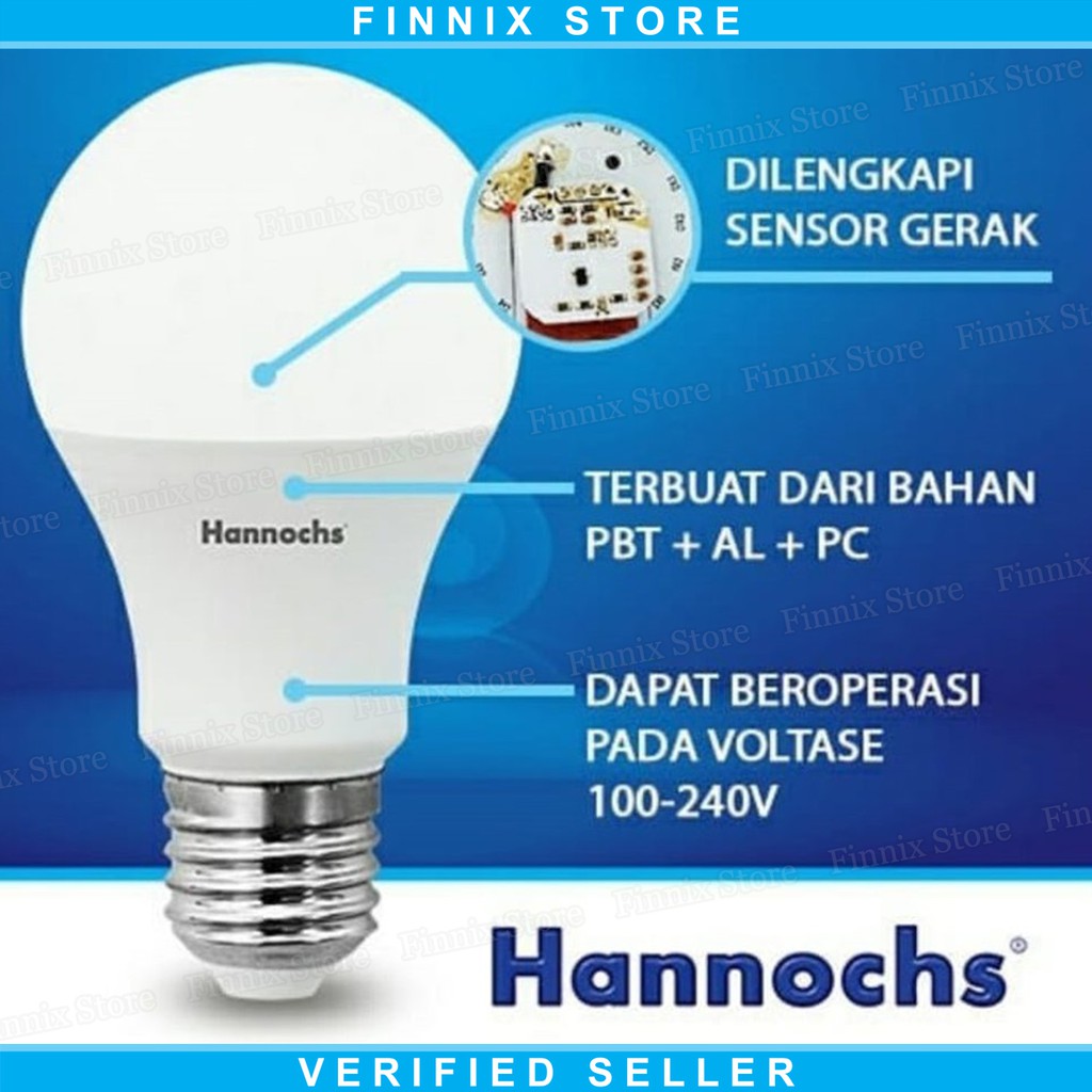 Hannochs Motion Sensor Lampu Bohlam LED 13 watt - Lampu Sensor Gerak