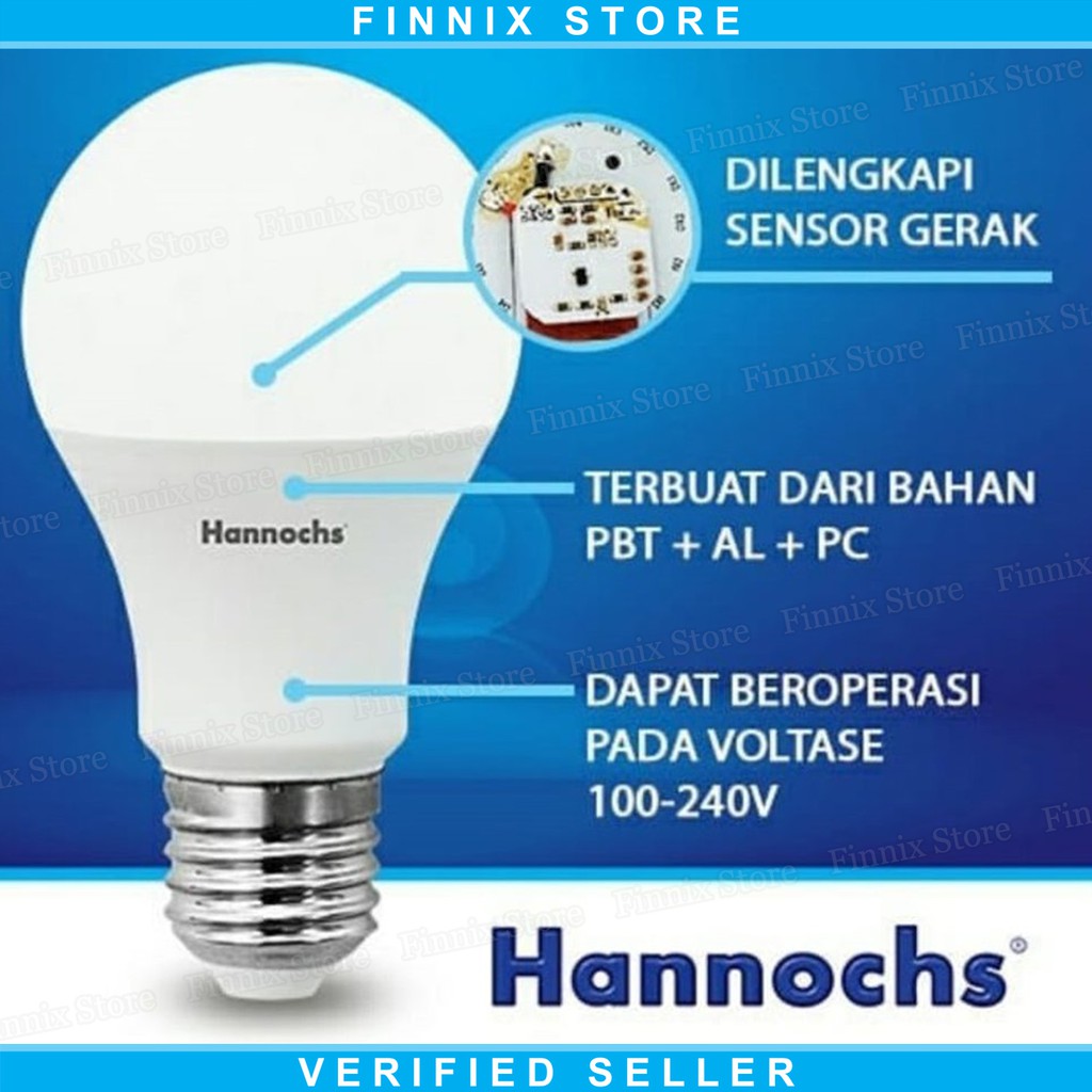 Hannochs Motion Sensor Lampu Bohlam LED 9 watt - Lampu Sensor Gerak