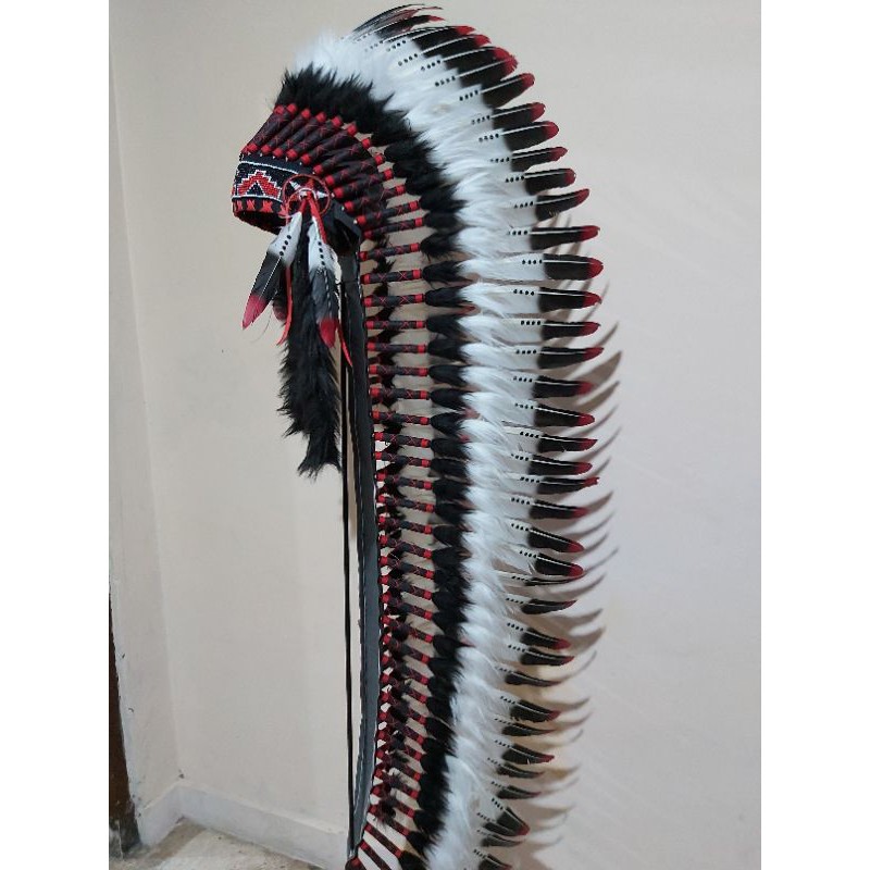 TOPI INDIAN - INDIAN WARBONNET LONG WARNA MERAH HITAM