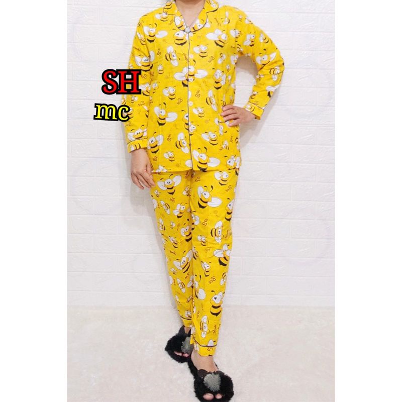 Baju Tidur Piyama Wanita Motif Bee Pajamas Katun  / Baju Tidur setelan Wanita katun PP dewasa Terbaru Bigsize Kekiniaan