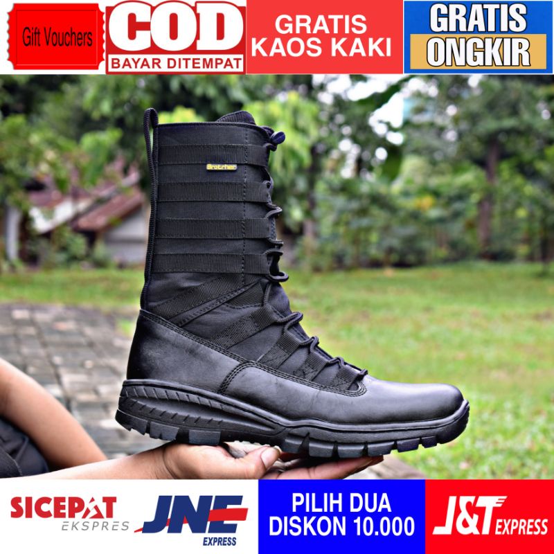 SEPATU PDL NINJA TNI POLRI BAHAN KULIT SAPI &amp; KORDURA ANTI AIR MERK BROTRHER NINJA M2 SLETING DI SOL