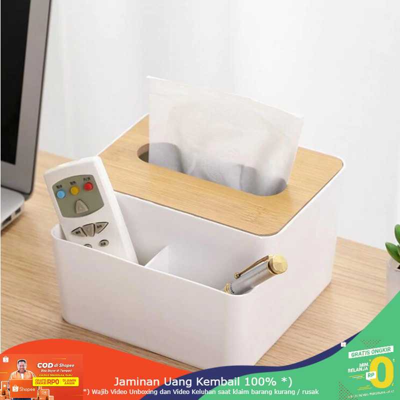 (BISA COD) RVOSTR Zenxin Kotak Tisu Kayu + Remot Multifungsi Organizer Box - ZJ008