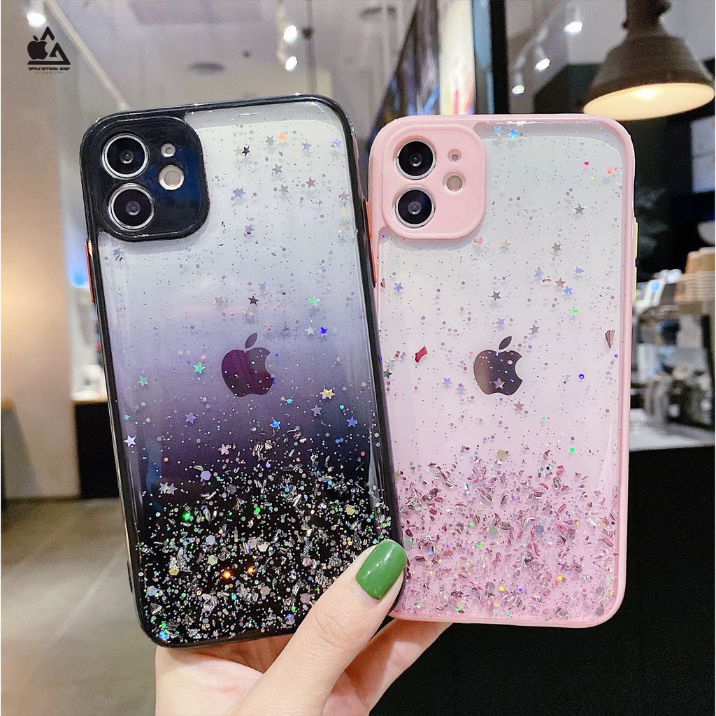 SOFT CASE CANDY CLEAR GLITER iPhone 7+ 8+ XR X XS MAX 11 11 PRO MAX 12 12 PRO MAX MINI  Bening  Gradasi Glitter Silikon Softcase