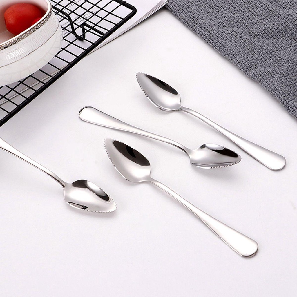 [Elegan] Sendok Buah Jeruk Dapur Mangga Stainless Steel Bergerigi Pinggiran Scraping Kiwi Scoop